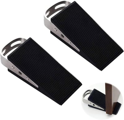 Rubber Door Wedge Stoppers - 2-Pack Heavy Security Stopper for All Floor Types, Doors, and Large Windows