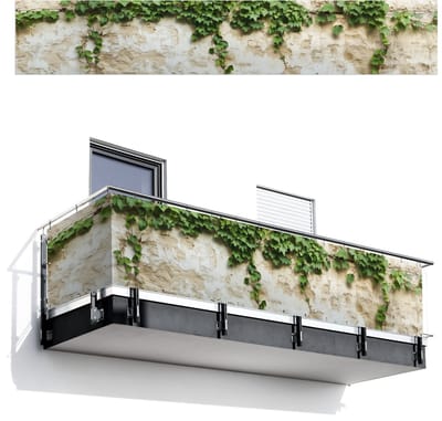 Balkonscherm 500x85 cm - Balkonposter Klimop - Muur - Groen - Balkon scherm decoratie - Balkonschermen - Balkondoek zonnescherm