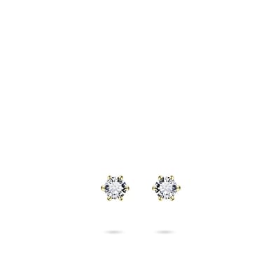Jewels Inc. - Oorbellen - Oorstekers - Solitaire Gezet met Zirkonia Steen - 3mmØ - 14 Karaat Geelgoud