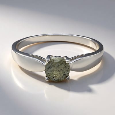 Cavill - Elegante 925 Sterling Zilver Ring met 0,71 ct Spectroliet Rond - Prachtige Natuurlijke Edelsteen Ring - Dames Maat 17