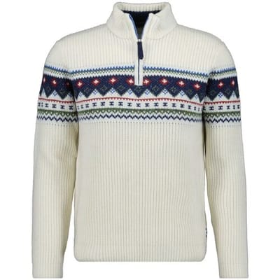 Ragman Trui Stand Up Zip Collar Norwegian Style Pattern Ecru / male