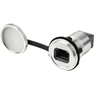 TRU COMPONENTS TRU COMPONENTS RJ45/CAT5-inbouwbus, bus/bus, IP67, metaal, zilver TC-14378432 Bus RJ45/CAT5 inbouwbus Zi