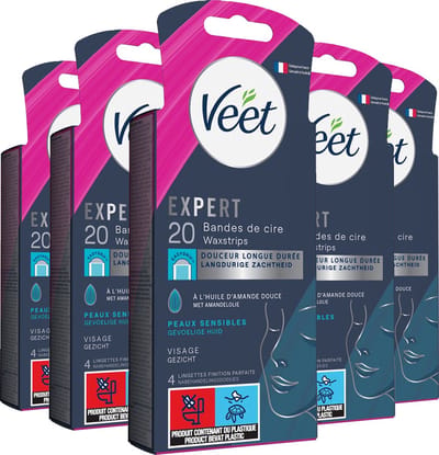 Veet - Expert - Koude Wasstrips - Gezicht 20st - 5 Stuks - Voordeelverpakking