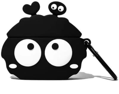 AirPods 3 Hoesje – Siliconen Beschermcase met Sleutelhanger – Cute Cartoon Zwart Design – Case voor Apple AirPods 3