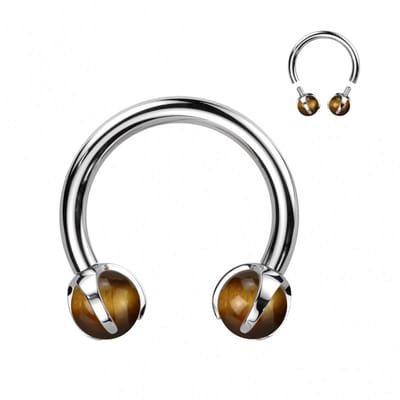 Piercing titanium horseshoe 1.2x10x3 - tijgeroog - LMPiercings