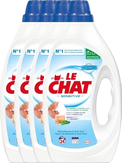 Le Chat Sensitive Gel Universeel - Vloeibaar Wasmiddel - Voordeelverpakking - 136 wasbeurten