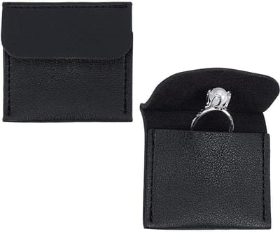 Dailygoods - Lederen Ringzakje - Vintage sieraden etui - Zwart - Verlovingsring houder - Perfect voor ringen en oorbellen - Geschikt voor dames - 2 stuks