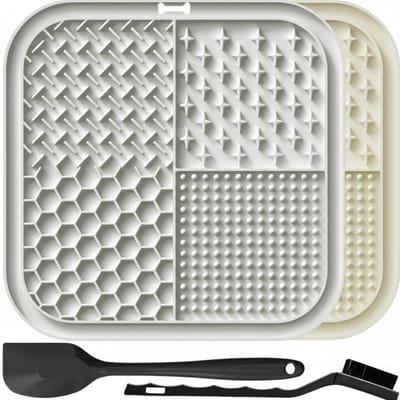 Famanu – Set van 2 slow feeder likmatten met zuignappen en siliconen spatel, voor honden en katten