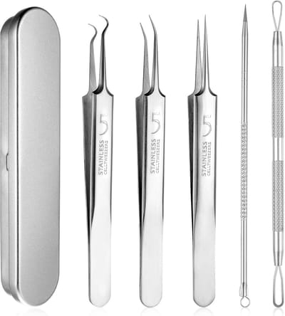 Blackhead remover set 5-delig - roestvrij staal - voor pimple popping - gladde huid zonder ongemak - SnelShoppen