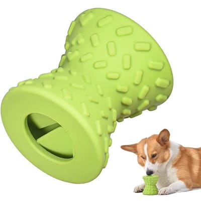 Voedselverstrekkende hondenspeelgoed voor agressieve kauwers Niet-giftige natuurlijke rubbertraktaties Lekkende huisdierenspeelgoed Puppybottenspel
