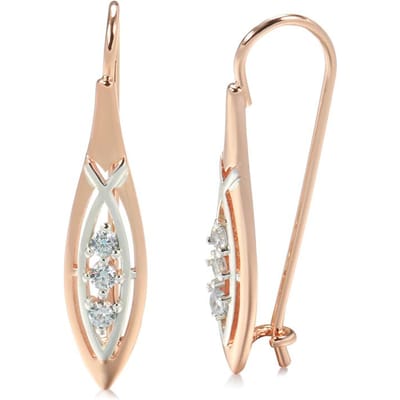 Boucles d'oreilles pendantes ethniques tendance pour mariée Or rose Zircon naturel Losange Pour femmes Bijoux de mariage vintage white