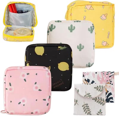 Menstruatie Tassen - Maandverband Etui - Hygiënisch Opbergen - Met Rits En Vakken - 6 Stuks - Multicolor