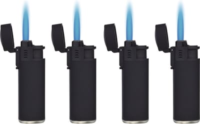 4x Prof Grenade Jetflame Mat Zwart - Vuurwerk Aansteker - Stormaansteker