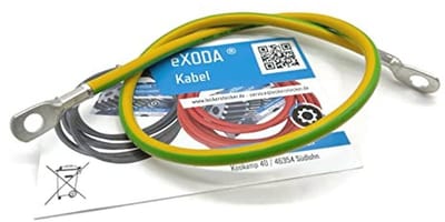 Aardekabel 60 cm Groen/geel 16 mm² Aardeleider M8 + M10 Standaard flexibele PVC hoogwaardig
