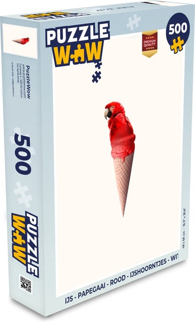 Puzzel IJs - Papegaai - Rood - IJshoorntjes - Wit - Legpuzzel - Puzzel 500 stukjes