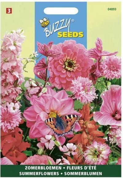Zomerbloemen roze en rode tinten - set van 6 stuks