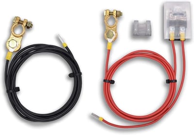 Accukabel Set - Stroomkabel - Zonne-energie Installatie - Geïntegreerde Zekeringhouder - 10 mm² 1 Meter - Zwart Rood