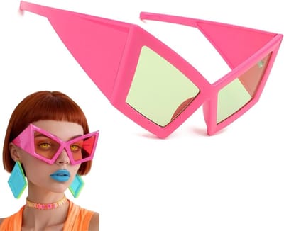 Unieke en Stijlvolle Oversized Zonnebril met Roze Frame en Groene Glazen voor Feesten en Dans evenementen, Perfect voor Hip Hop en Mode
