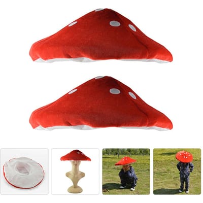 2 Stuks Paddenstoel Hoed Pluche Nieuwigheid Hoed Grappige Kinder Hoeden Kostuum Verkleed Rode Accessoire Decor Hoofddeksel rood