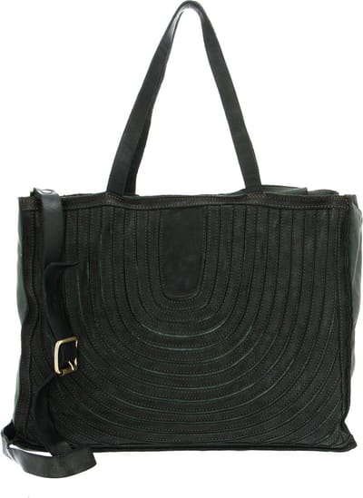 CATERINA LUCCHI Leren Shopper Schoudertas Stripes Tapiro Shopping Bag Foresta Groen