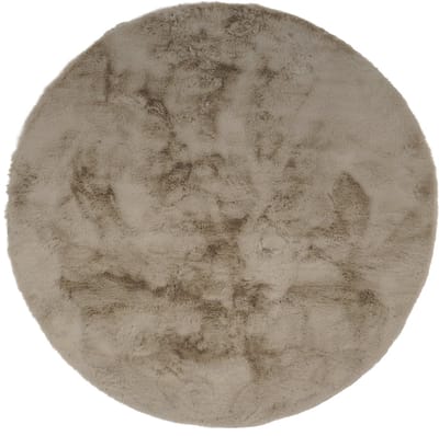 Moonay Fluffy Vloerkleed Rond Taupe Ø 120 cm - Hoogpolig 30 mm Shaggy Tapijt - Extra Dik & Zacht - 1900 g/m²