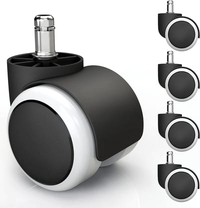 5x Zachte Wieltjes voor Bureaustoel met PVC Toplaag - Krasvrij en Stil - Universele Stekker 11mm