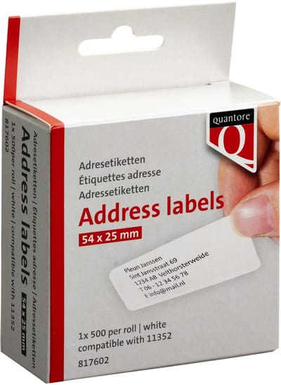 Label etiket quantore 11352 54mmx25mm retour wt