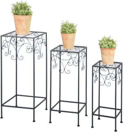 Smeedijzeren Gueridon - Sidetable Plantentafel - Decoratie Presenteren - Smeedijzeren Constructie - 70 cm Hoog - Zwart