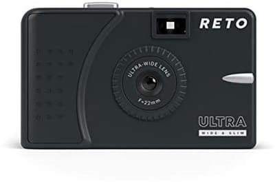 RETO Ultra Wide and Slim 35mm Reusable Daylight Film Camera, 22mm Wide Angle Lens, Focus-free, Lightweight, Easy to Operate, Dark Grey