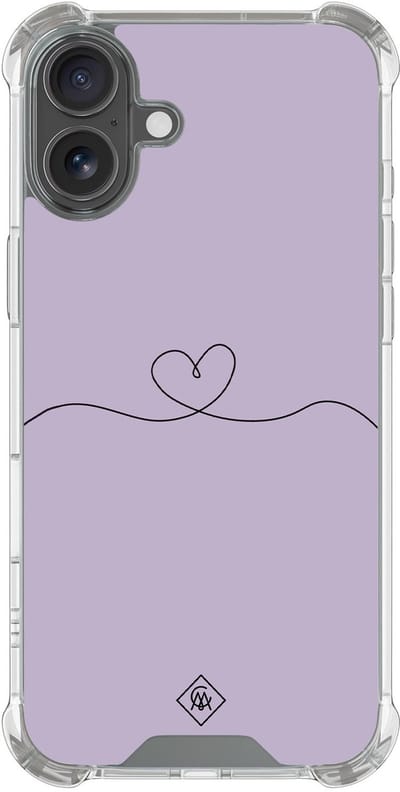Casimoda® hoesje - Geschikt voor iPhone 17 - Hart Lila - Shockproof case - Extra sterk - TPU/polycarbonaat - Paars, Transparant