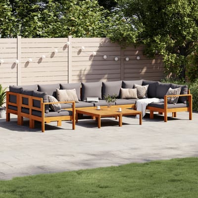 vidaXL - 8-delige - Loungeset - met - kussens - massief - acaciahout