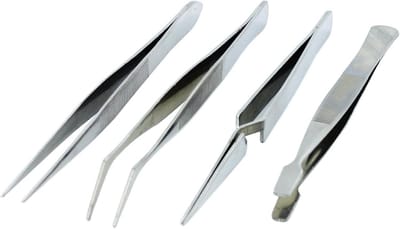 Set van 4 Precisie Pincetten RVS - Ideaal voor Hobby, Elektronica en Fijne Montage
