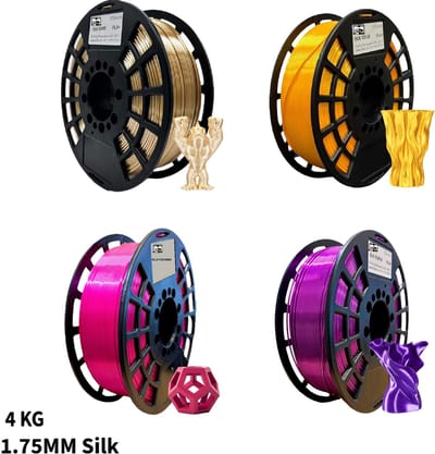 Silk pakket 4kg 3D Printer Filament 1.75 mm - Hoge Kwaliteit en Duurzaam - Compatibel met Creality, Bambu Lab, Esun en Andere 3D Printers - Voor 3D Printen van Prototypes, Modellen, Accessoires - voor Professioneel en Thuisgebruik