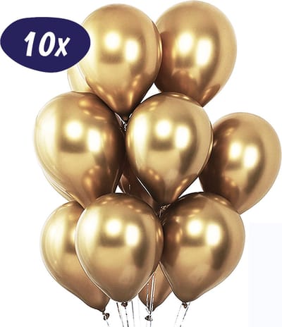 Glossy Gouden Ballonnen - 10 Stuks - Helium Ballonnen - Latex - Verjaardag Versiering - Kerst - Trouwen