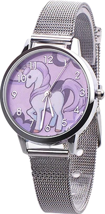 Fako® - Kinderhorloge - Eenhoorn - Unicorn - Mesh - Zilverkleurig