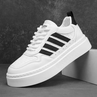 Veelzijdige Mode Witte Tennisschoenen Heren Sportschoenen Ademend Lichtgewicht Hardloopschoenen Platform Dikke Zool Casual Sneakers 39 black