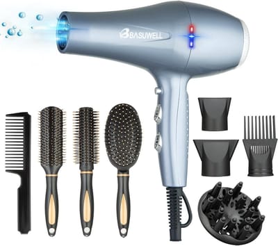 Professionele Haardroger - Zwart - 2400 W - Ionen Technologie met 8 Accessoires - Voor Thuis en Salon Gebruik