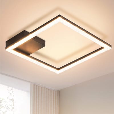 NETTLIFE Plafondlamp LED - Kristallen lamp - 1-Lichts - vierkant - 3000K Warm wit Licht - Zwart - Moderne Plafondverlichting - Metaal en PC - voor Woonkamer | Slaapkamer - 12W