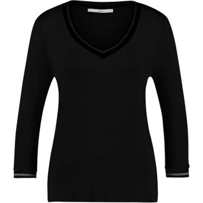 Only T-shirt Onlemma Ls Detail V-neck Top Wvn Cs 15334116 Black Dames Maat - XS