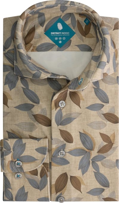 District Indigo Overhemd Pique Performance Print Multi Flower Blue (7.42.025.779 - 316)