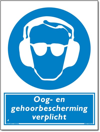 Oog- en gehoorbescherming verplicht bord - Forex - 30 x 40 cm