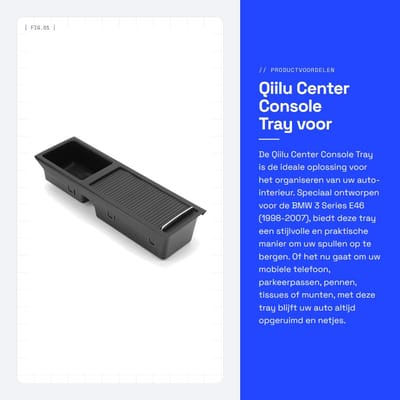 Dailygoods- Console Tray Hoogwaardige ABS - Opbergvak - Multifunctioneel - Autoaccessoire - E46 1998-2007 - Eenvoudig te installeren