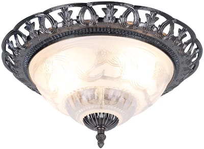Plafondlamp wit Woonkamerlamp antiek zilver rond, retro lamp parelmoer sierlijke elementen, metaal, 2x E14 stopcontacten, DxH 33x17 cm