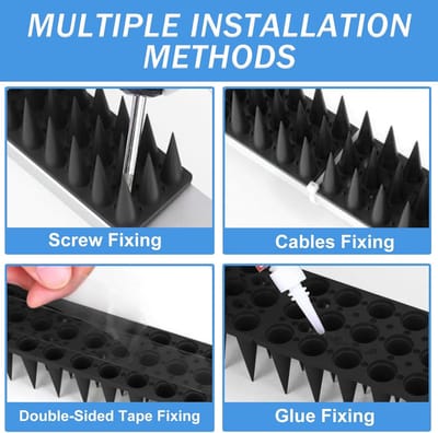 Famanu – Vogelafweer - spikes - kunststof - duivenafweer - spikes voor buiten - omheining spikes - wasbeer - katten - duivenspikes voor balkon - hek - tuin - balkonleuning - dakbalken (zwart)