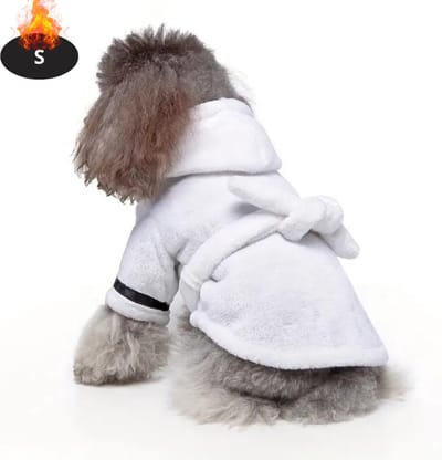Livano Hondenbadjas - Hondenhanddoek - Voor Honden - Hondenkleding - Hondentrui - Hoodie - Hondenshirt - Wit - S