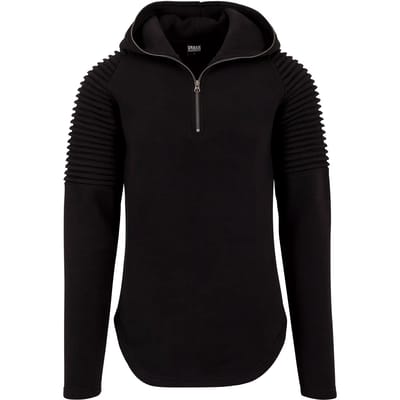 Urban Classics - Pleat Sleeves Terry HiLo Hoodie/trui - M - Zwart