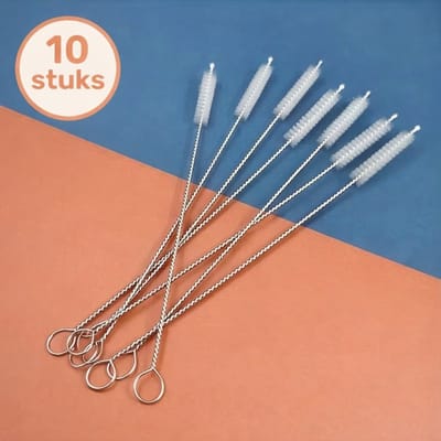 10x RVS Rietjes borstels – Herbruikbare Schoonmaakborstels voor Rietjes, Waterflessen & Melkflesjes – Flexibele Reinigingsborstels – Duurzaam & Grondige Reiniging
