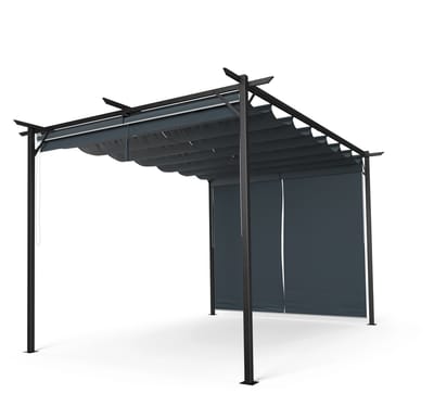 Blumfeldt pergola 3x4 m, Weerbestendig polyester dak & zijgordijnen, Gepoedercoat stalen frame, Eenvoudige montage, Stabiel & wintervast Voor gebruik het hele jaar door
