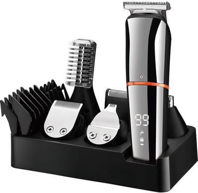 HATTEKER 6-in-1 Tondeuse - Haartrimmer voor Mannen - Baardtrimmer, Neustrimmer en Bodytrimmer - Compleet Scheerapparaat Set