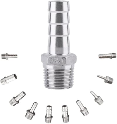 Allecto - Slangpilaarfittingen - Roestvrij staal - 1/2×15mm